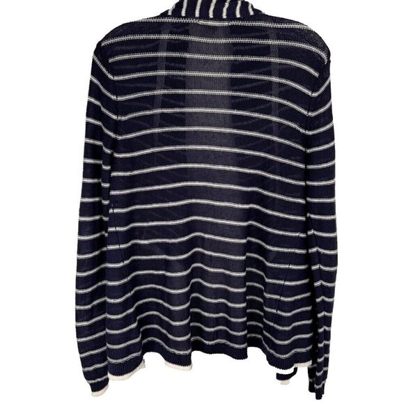 Cynthia Rowley Navy Blue White Striped Linen Lightweight Sweater Women's Lrg EUC - Picture 4 of 8